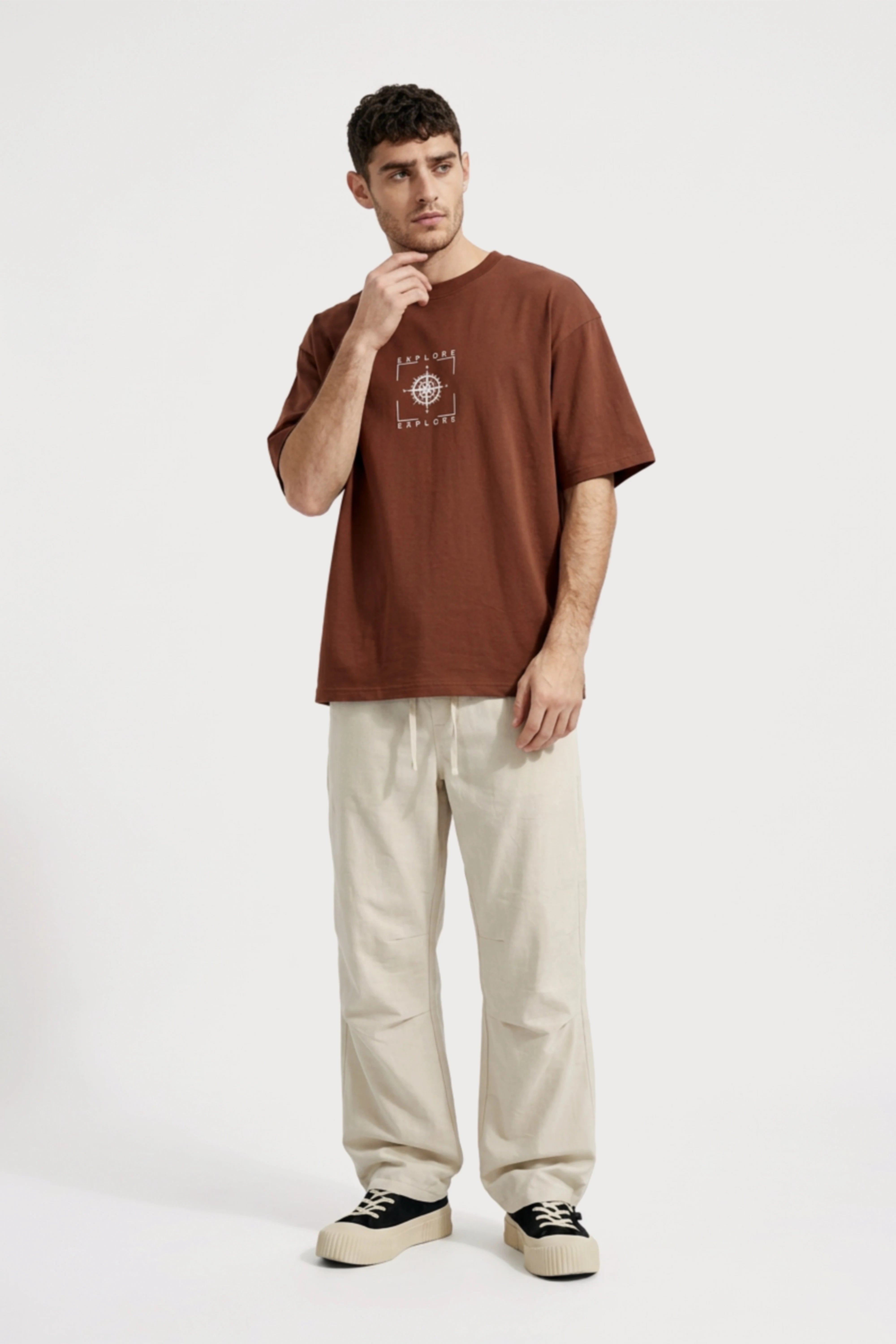 Men's Brown Explore Oversized T-Shirt