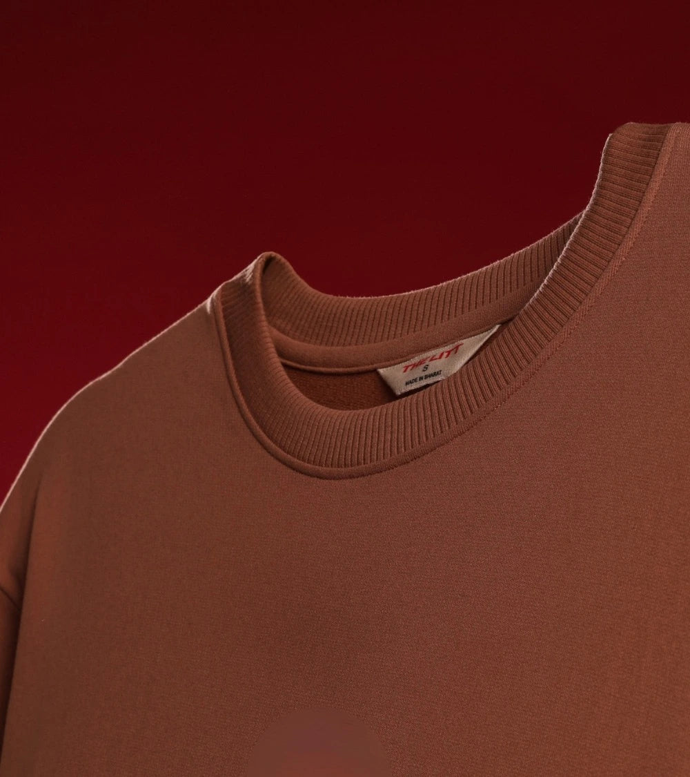 brown t-shirt neck close look