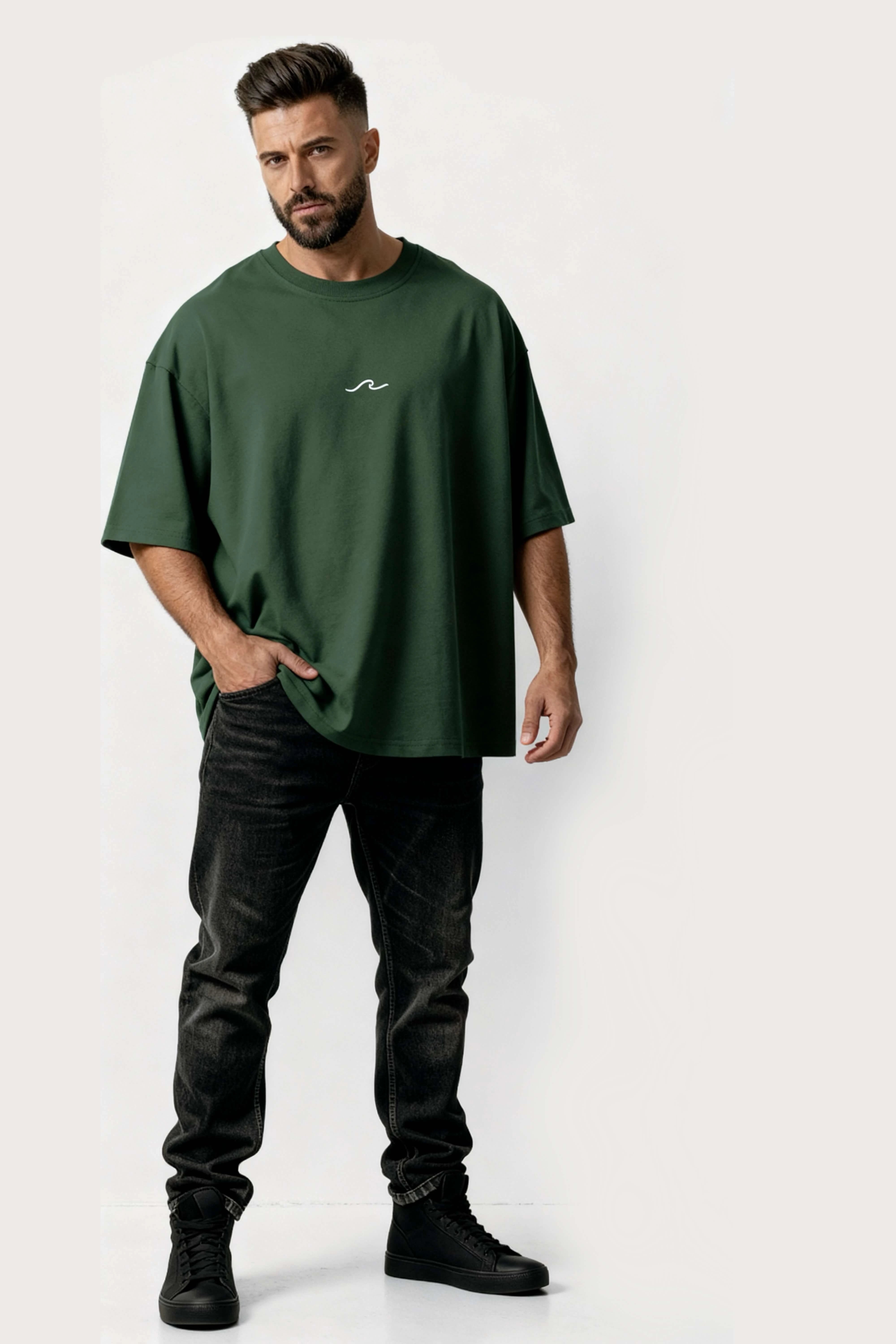 Men's Green Born to Discover Oversized T-Shirt