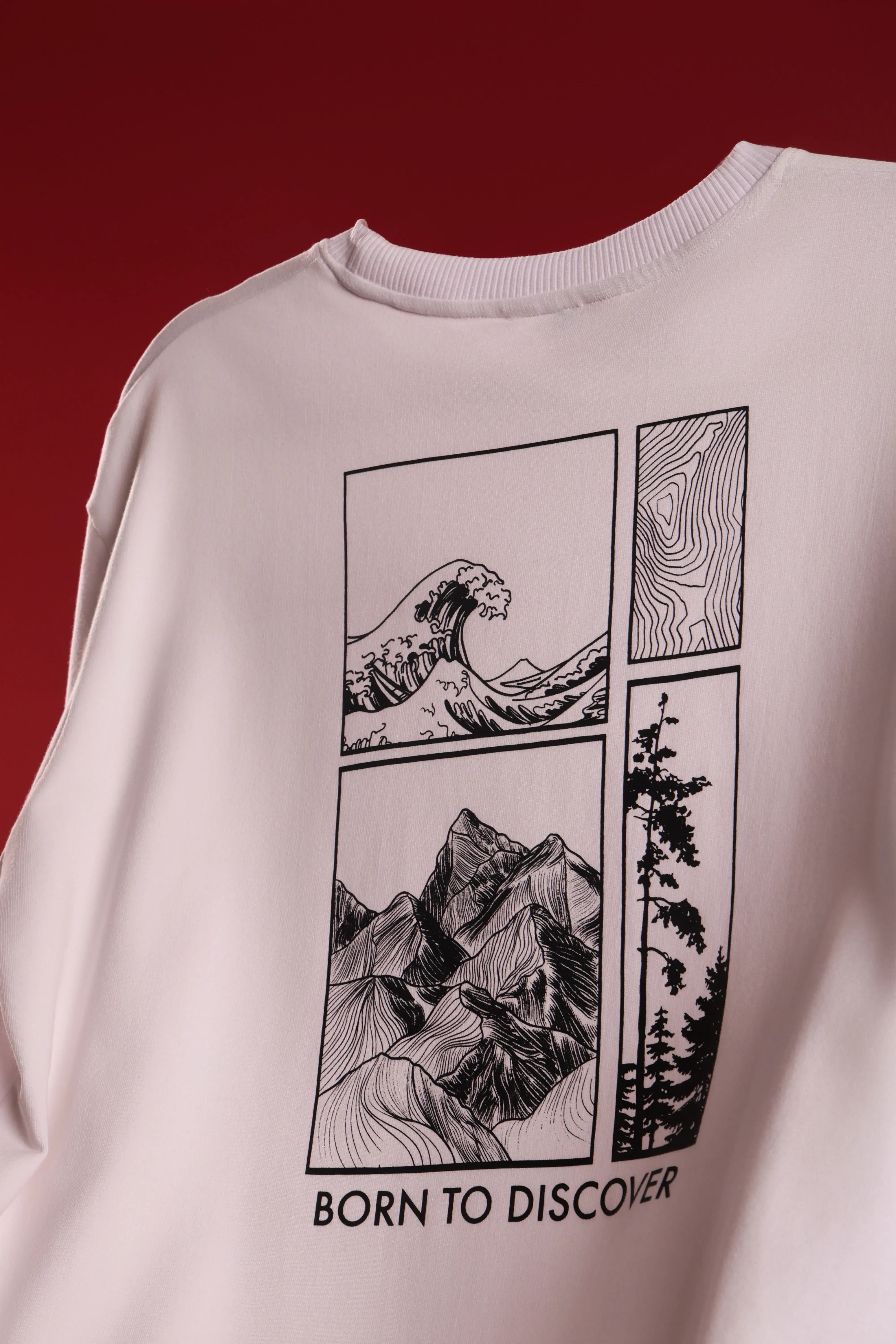 Men's White Born to Discover Oversized T-Shirt