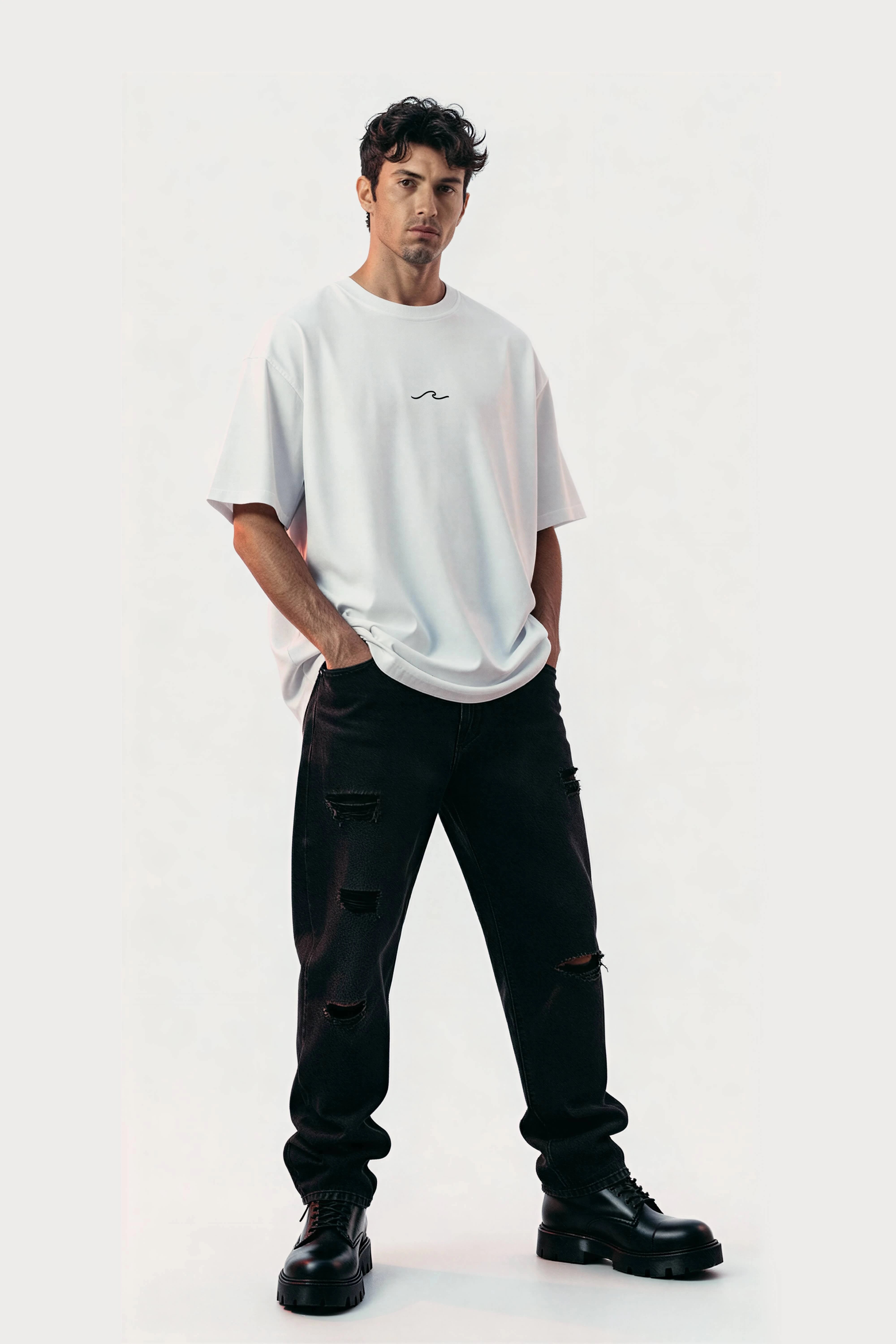 Men's White Born to Discover Oversized T-Shirt