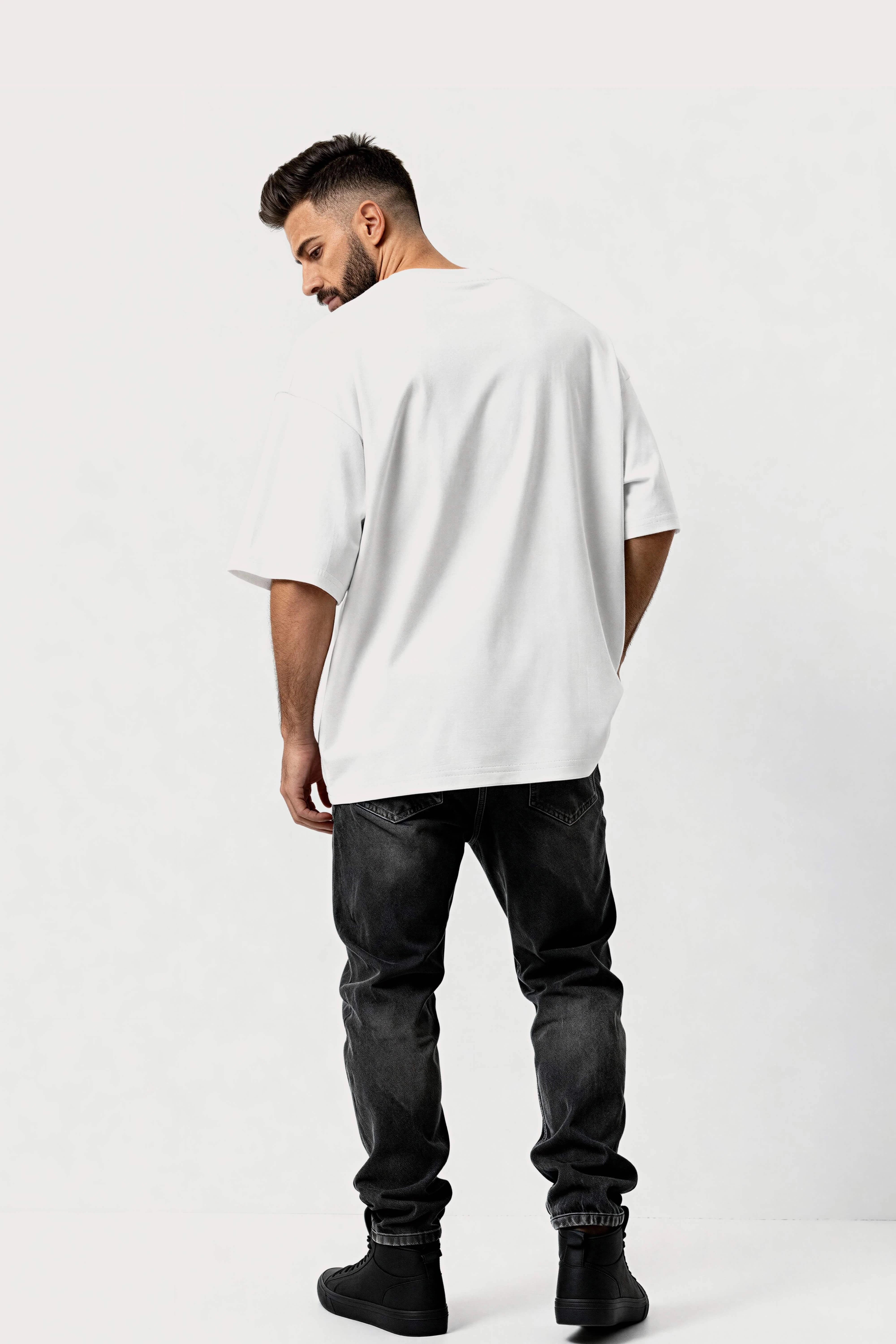 Men's White Explore Oversized T-Shirt