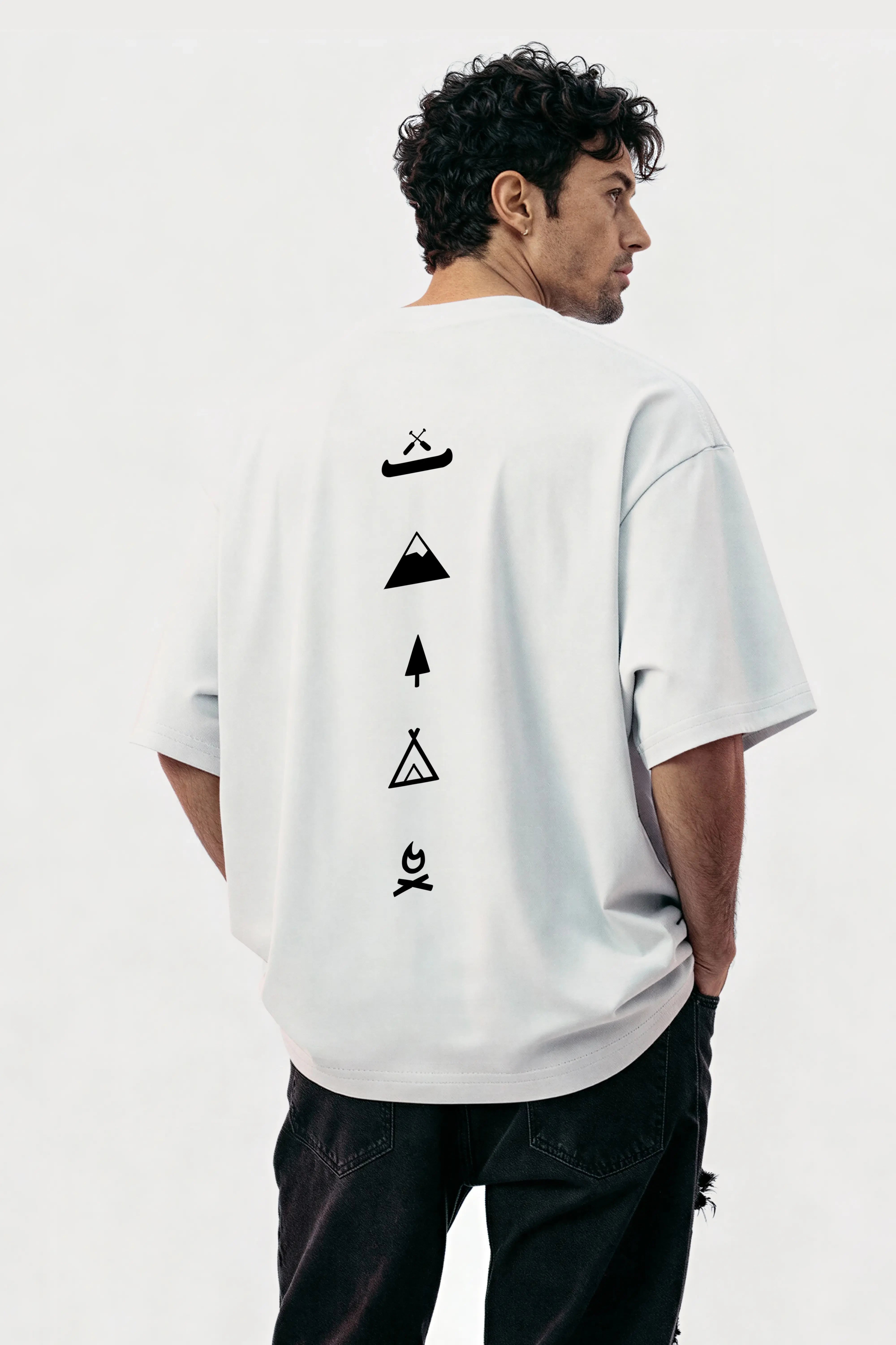 Men's White Escape Oversized T-Shirt