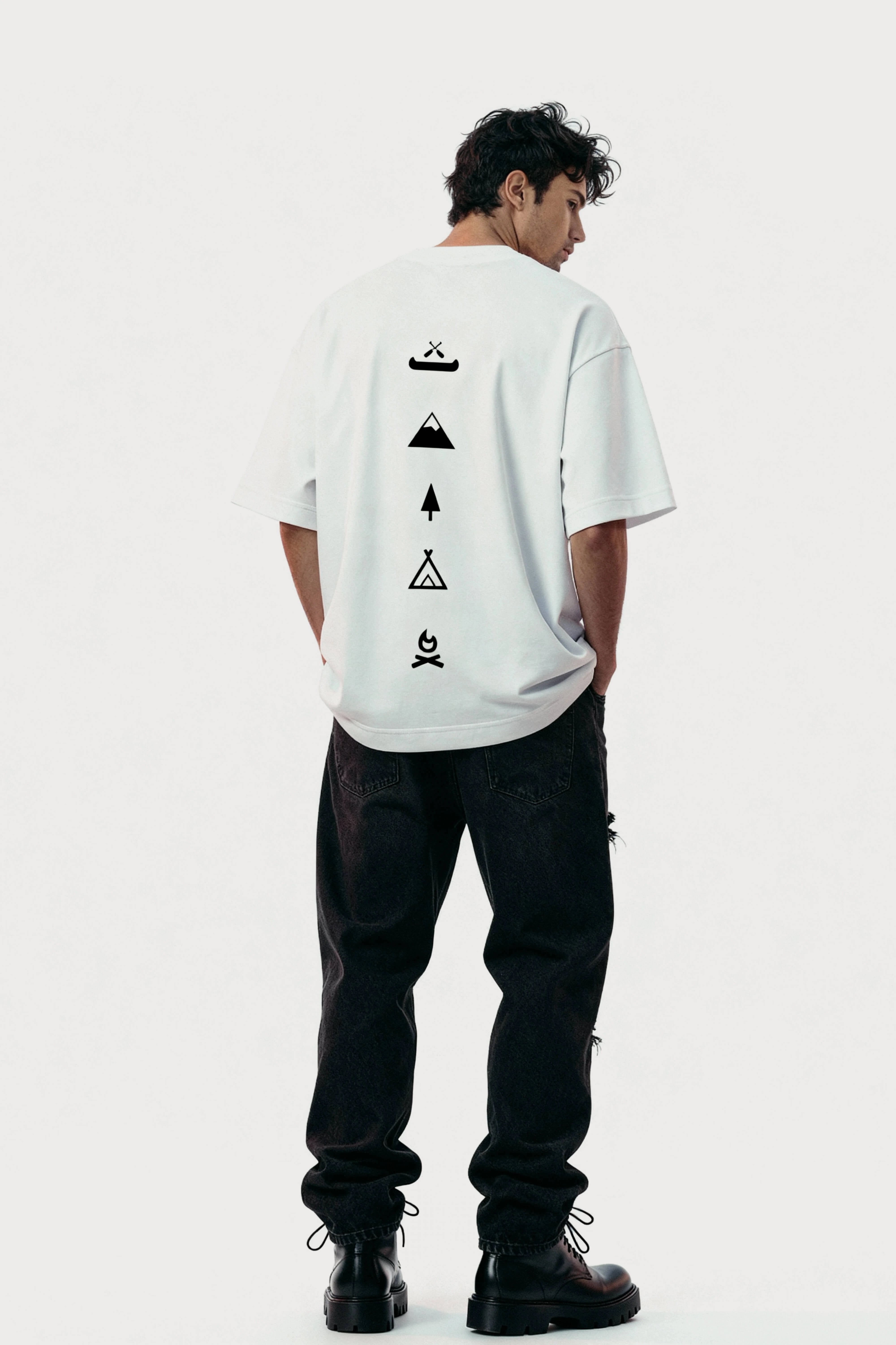 Men's White Escape Oversized T-Shirt