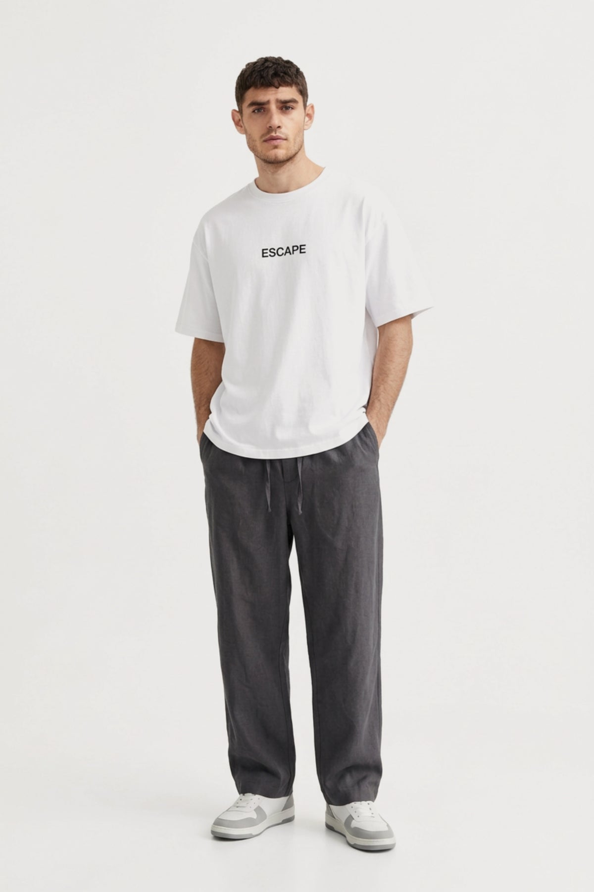Men's White Escape Oversized T-Shirt