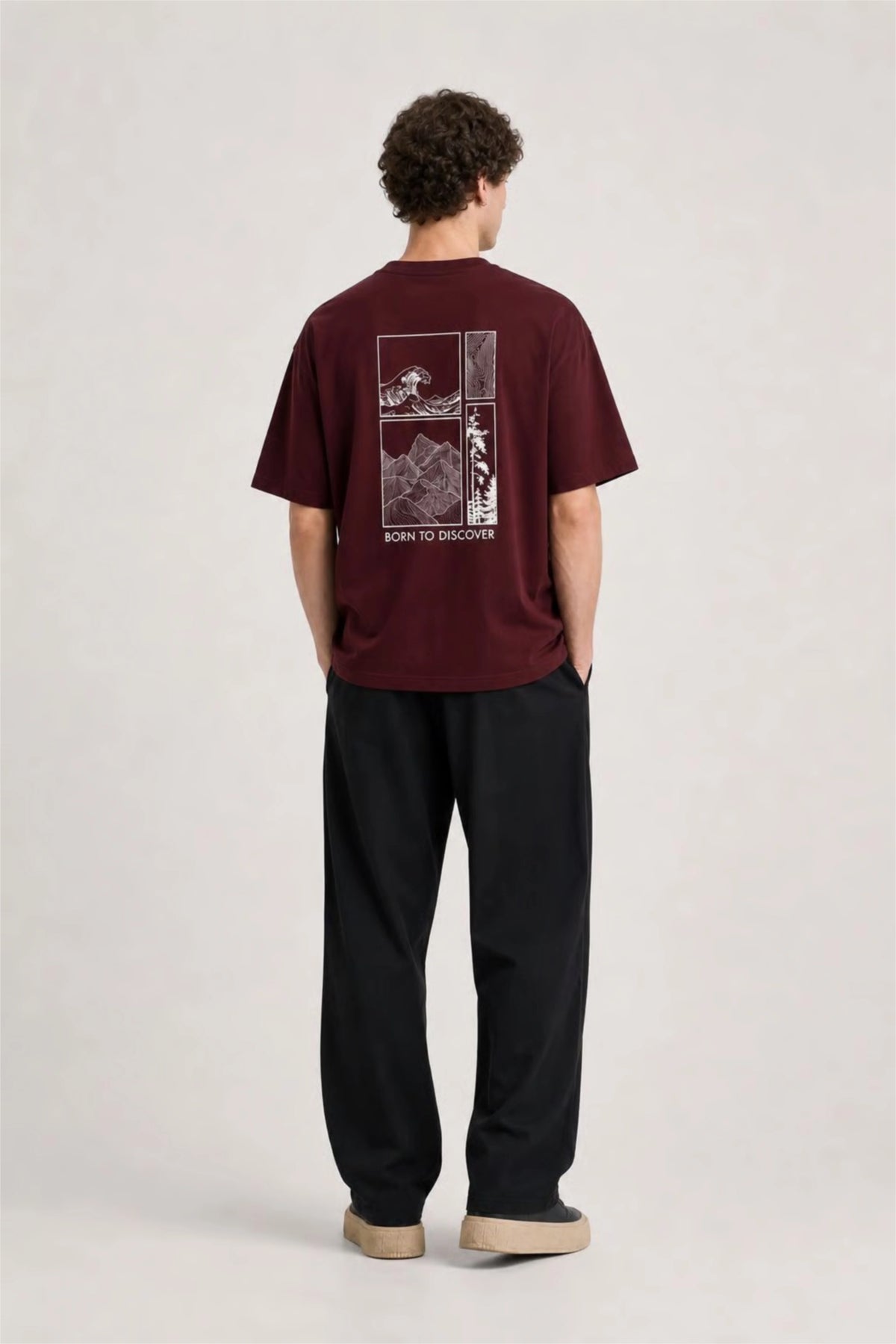 Men's Wine Born to Discover Oversized T-Shirt