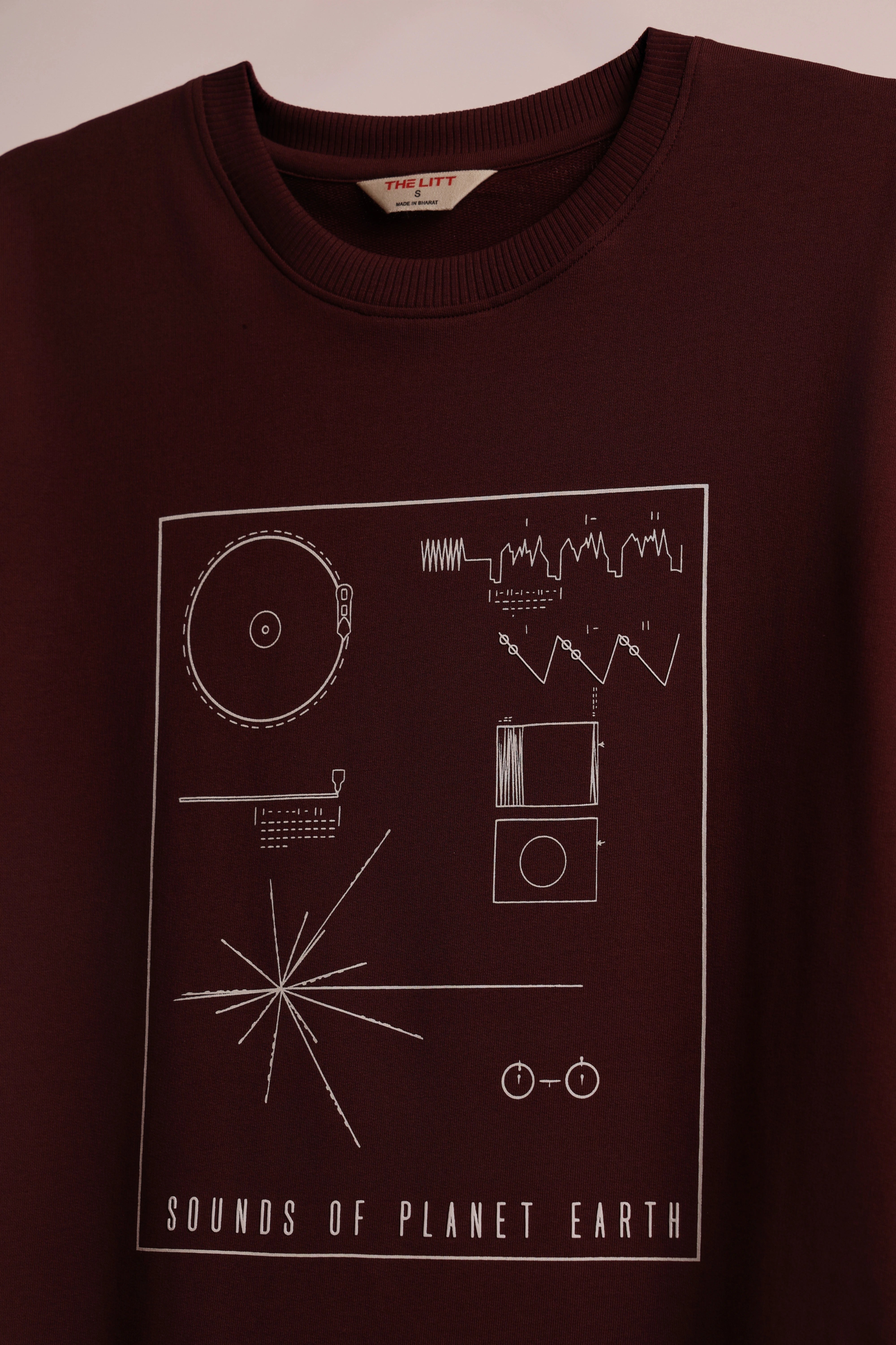 Men's Wine Sounds of Planet Earth Oversized T-Shirt