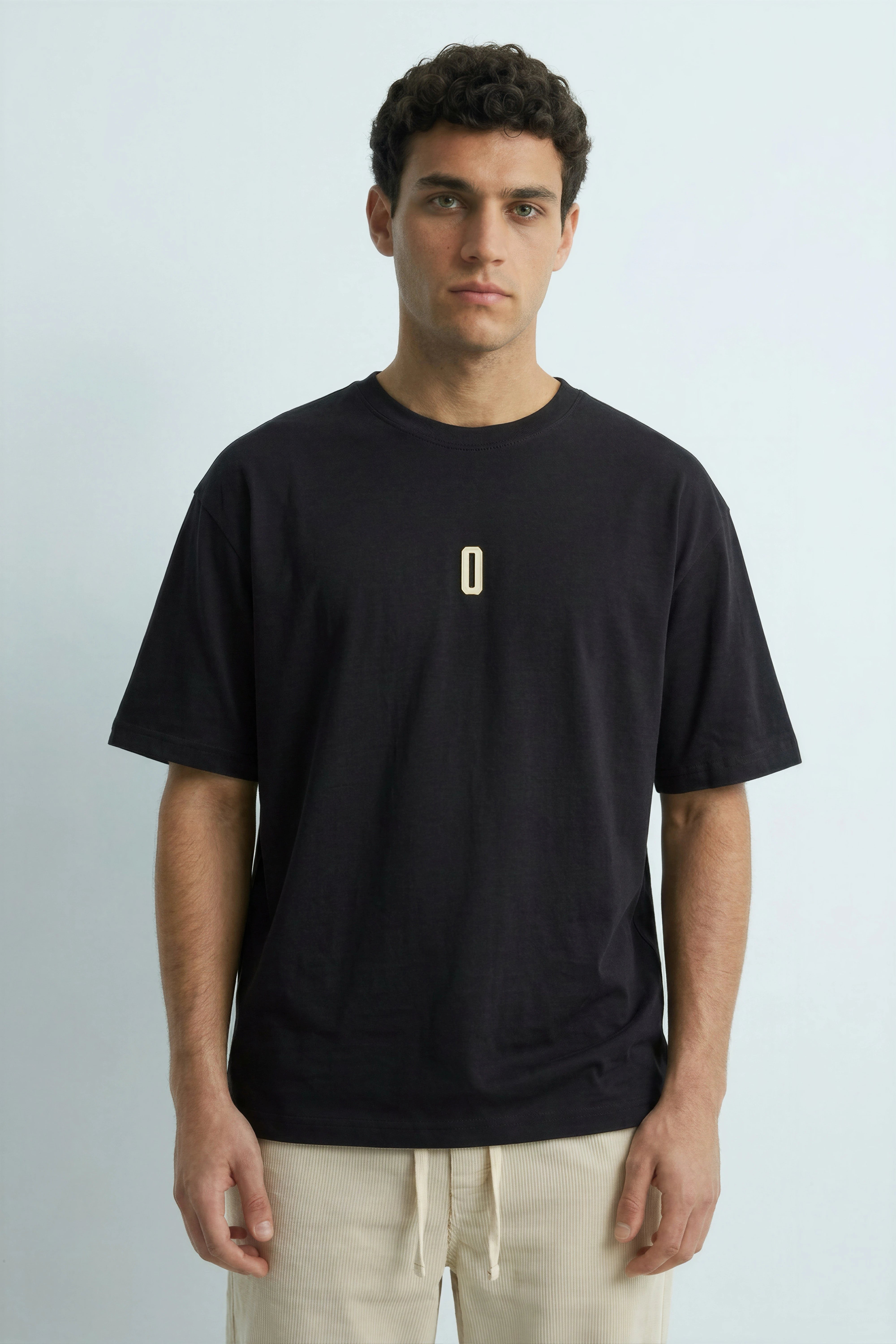 Relaxed Fit 0 Black T‑Shirt for Men