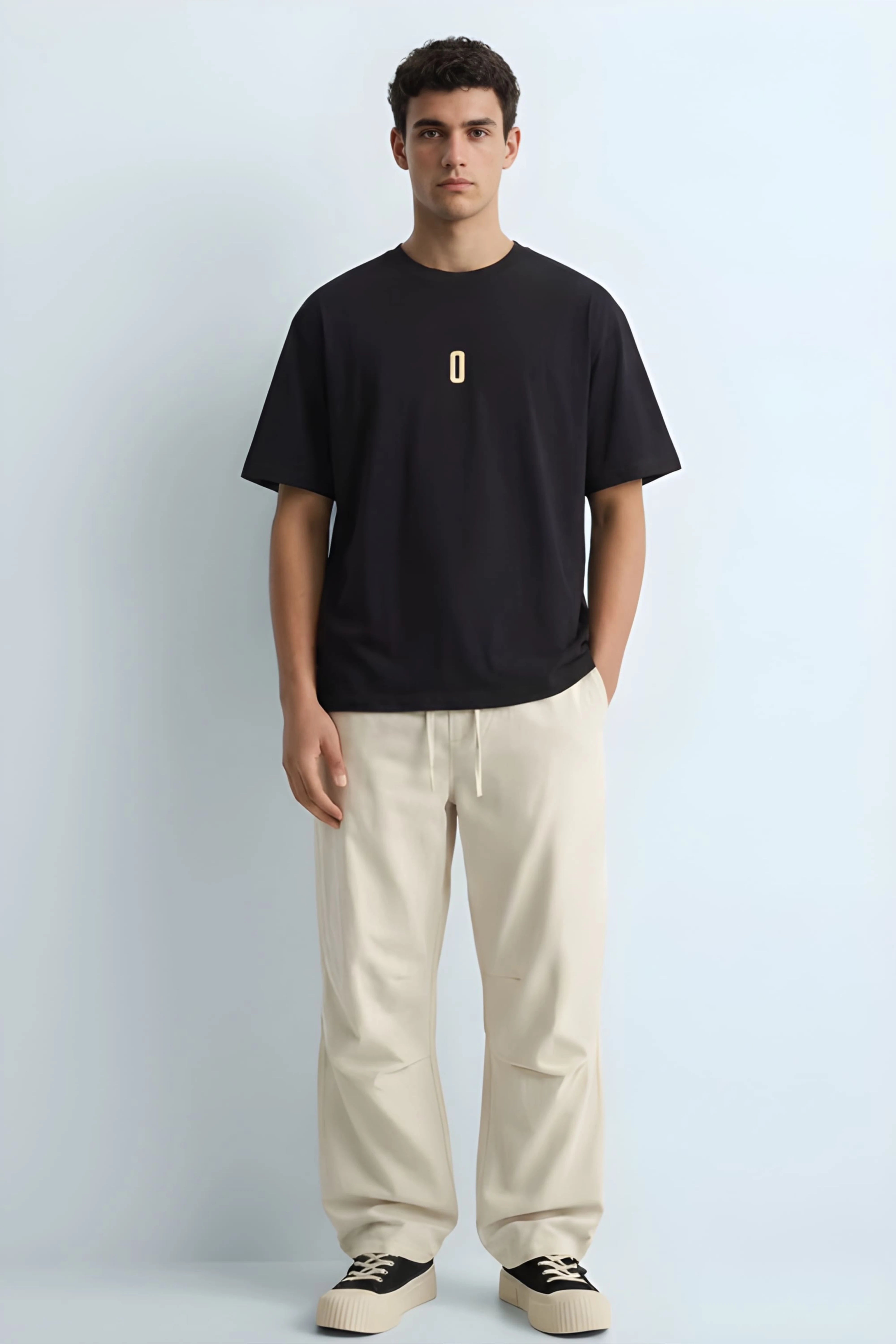 Relaxed Fit 0 Black T‑Shirt for Men