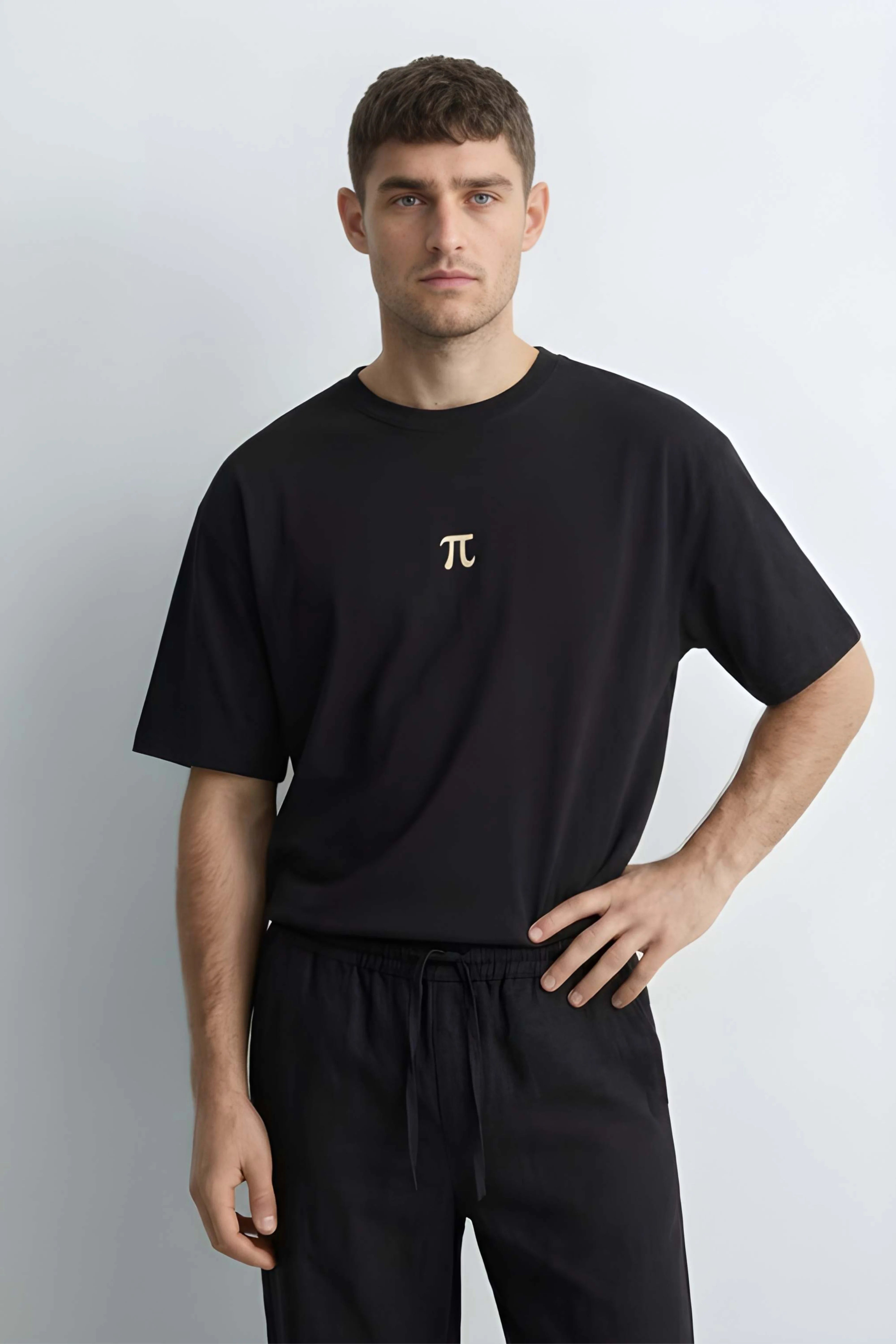 Relaxed Fit Pie Black T‑Shirt for Men